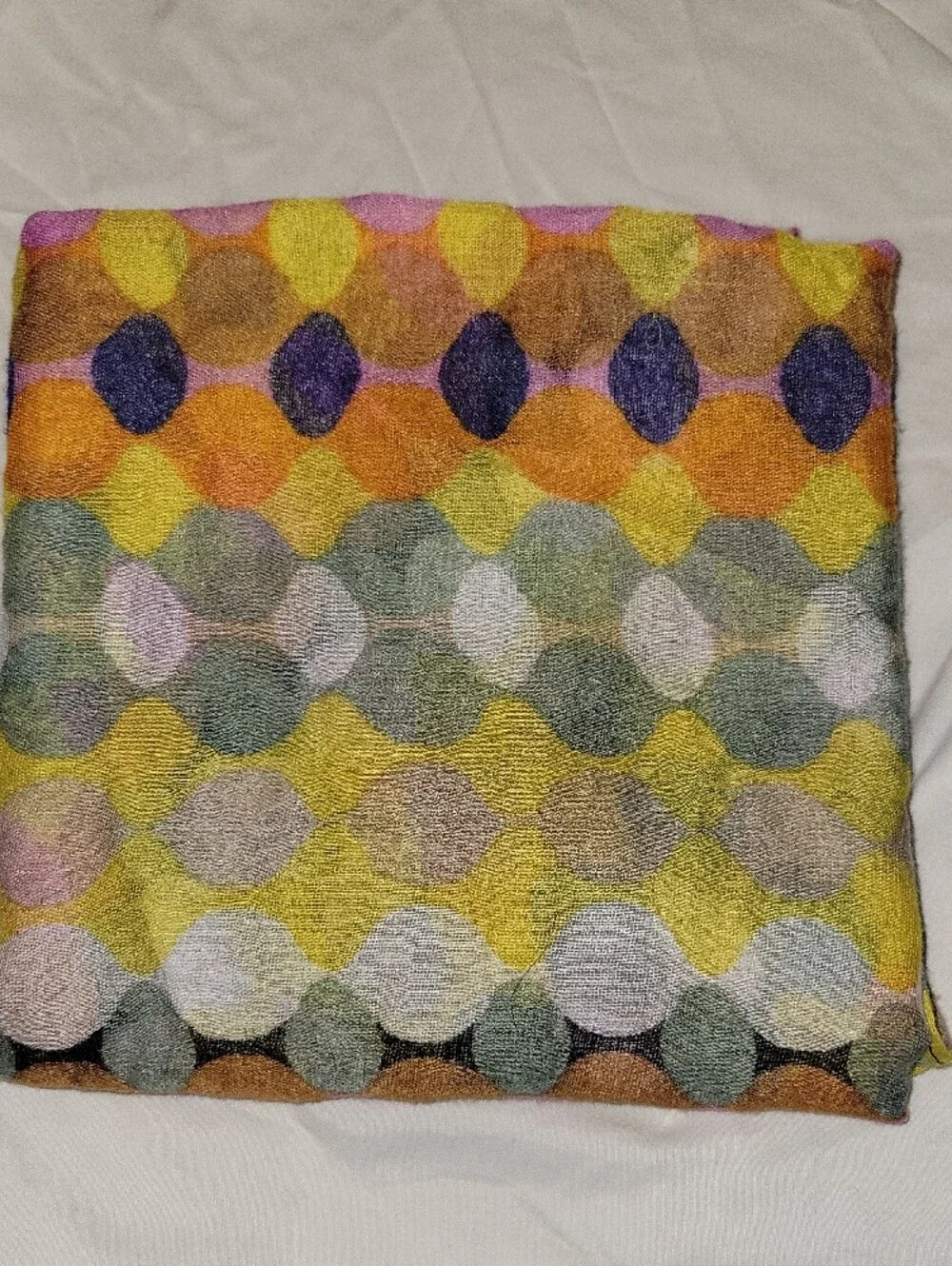 Women's Lightweight Multicolor Polka Dot Scarf - Orange, Yellow & Navy